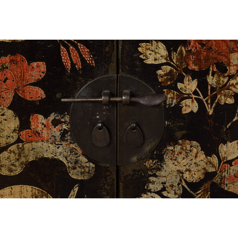 Chinese Late Qing Dynasty Lacquered Bedside Cabinet with Hand Painted Décor-YN7634-17. Asian & Chinese Furniture, Art, Antiques, Vintage Home Décor for sale at FEA Home