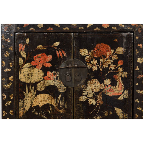 Chinese Late Qing Dynasty Lacquered Bedside Cabinet with Hand Painted Décor-YN7634-7. Asian & Chinese Furniture, Art, Antiques, Vintage Home Décor for sale at FEA Home