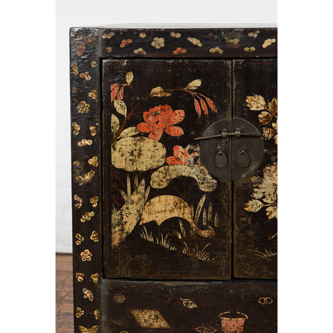 Chinese Late Qing Dynasty Lacquered Bedside Cabinet with Hand Painted Décor-YN7634-9. Asian & Chinese Furniture, Art, Antiques, Vintage Home Décor for sale at FEA Home