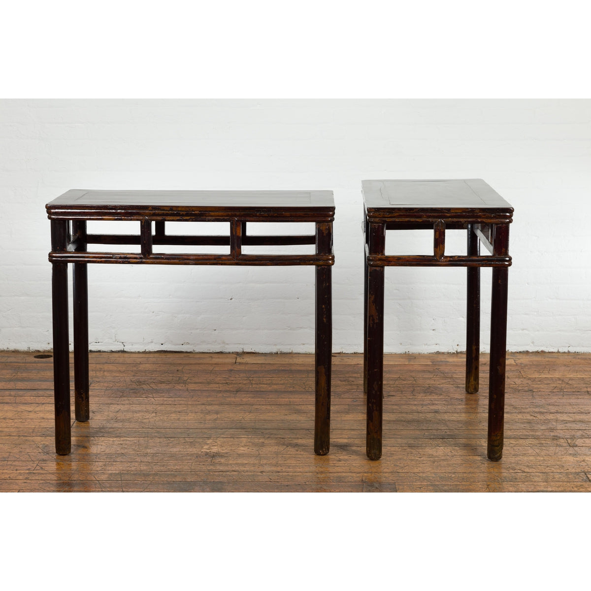 Pair of Late Qing Dynasty Wine Console Tables with Black Brown Lacquer-11. Asian &amp; Chinese Furniture, Art, Antiques, Vintage Home Décor for sale at FEA Home