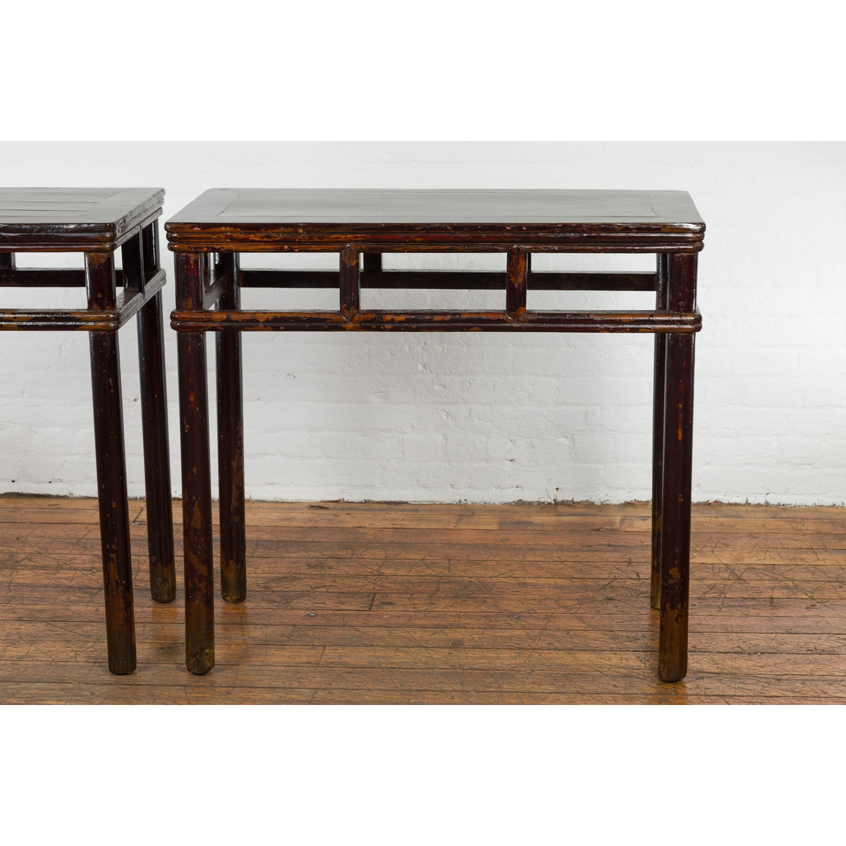 Pair of Late Qing Dynasty Wine Console Tables with Black Brown Lacquer-4. Asian &amp; Chinese Furniture, Art, Antiques, Vintage Home Décor for sale at FEA Home