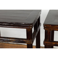 Pair of Late Qing Dynasty Wine Console Tables with Black Brown Lacquer
