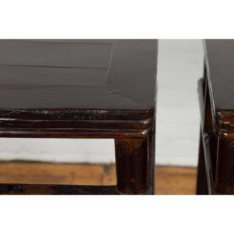 Pair of Late Qing Dynasty Wine Console Tables with Black Brown Lacquer-YN7635-9. Asian & Chinese Furniture, Art, Antiques, Vintage Home Décor for sale at FEA Home