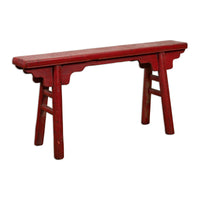 Red Lacquered Vintage Bench with A-Form Base