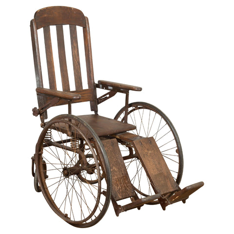 Vintage Wooden Wheelchair, Prop Design-YN7642-1-Unique Furniture-Art-Antiques-Home Décor in NY