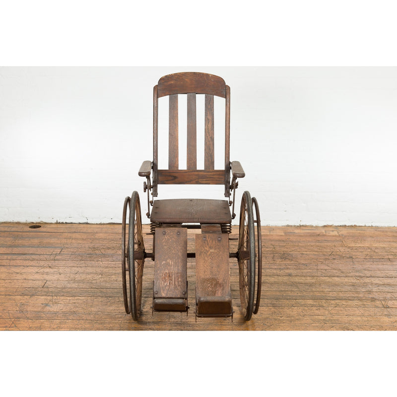 Vintage Wooden Wheelchair Prop, Dark Patina-7. Asian & Chinese Furniture, Art, Antiques, Vintage Home Décor for sale at FEA Home