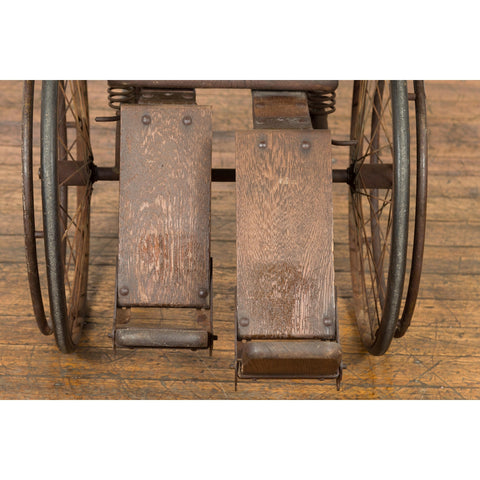 Antique wood and on sale metal wheelchair wheel