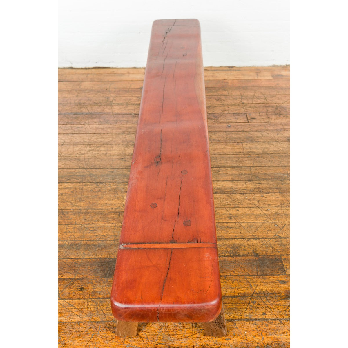 Mingei Style Rustic A-Frame Wooden Bench Made of Railroad Ties with Stretcher-11. Asian &amp; Chinese Furniture, Art, Antiques, Vintage Home Décor for sale at FEA Home