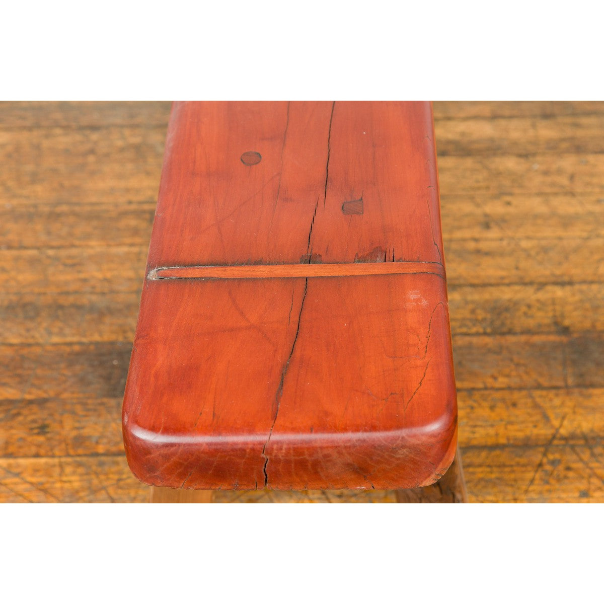 Mingei Style Rustic A-Frame Wooden Bench Made of Railroad Ties with Stretcher-12. Asian &amp; Chinese Furniture, Art, Antiques, Vintage Home Décor for sale at FEA Home