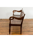 Dutch Colonial Bench with Carved Back, Scrolling Arms and Turned Baluster Legs-15. Asian & Chinese Furniture, Art, Antiques, Vintage Home Décor for sale at FEA Home