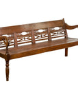 Dutch Colonial Bench with Carved Back, Scrolling Arms and Turned Baluster Legs-1. Asian & Chinese Furniture, Art, Antiques, Vintage Home Décor for sale at FEA Home