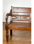 Dutch Colonial Bench with Carved Back, Scrolling Arms and Turned Baluster Legs-4. Asian & Chinese Furniture, Art, Antiques, Vintage Home Décor for sale at FEA Home