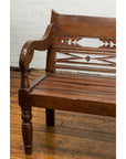 Dutch Colonial Bench with Carved Back, Scrolling Arms and Turned Baluster Legs-6. Asian & Chinese Furniture, Art, Antiques, Vintage Home Décor for sale at FEA Home