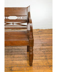 Dutch Colonial Bench with Carved Back, Scrolling Arms and Turned Baluster Legs-9. Asian & Chinese Furniture, Art, Antiques, Vintage Home Décor for sale at FEA Home