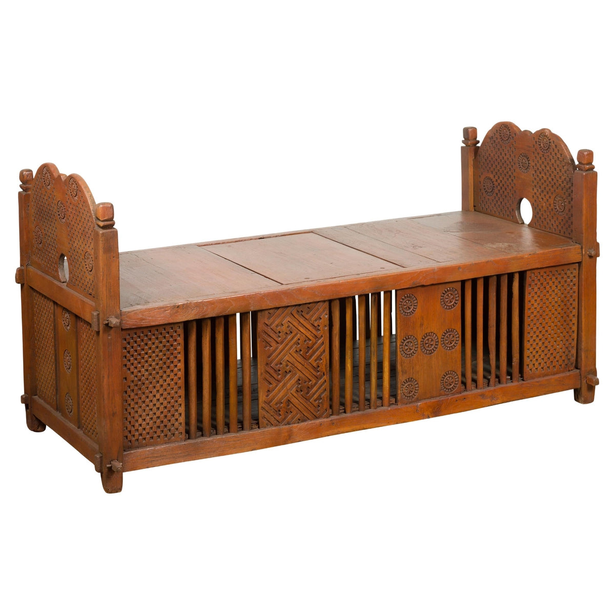 Antique Window Bench with Internal Storage-1. Asian & Chinese Furniture, Art, Antiques, Vintage Home Décor for sale at FEA Home
