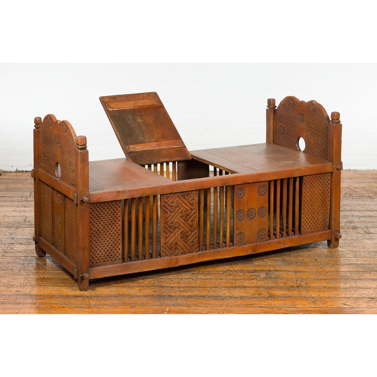 Antique Window Bench with Internal Storage-12. Asian &amp; Chinese Furniture, Art, Antiques, Vintage Home Décor for sale at FEA Home