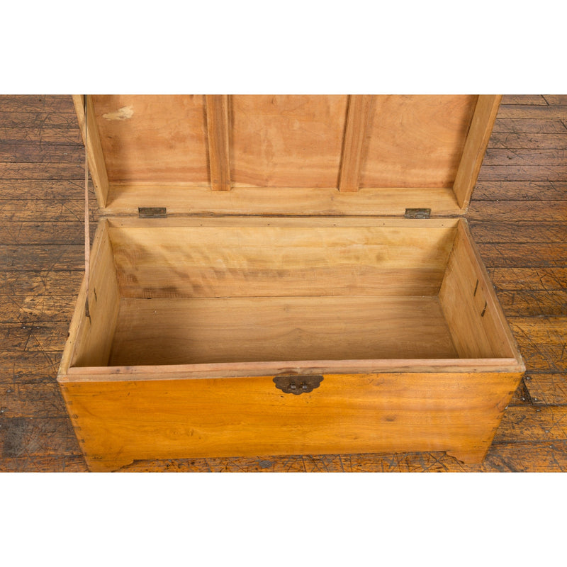 Chinese Vintage Camphor Wood Blanket Chest with Brass Hardware-12. Asian & Chinese Furniture, Art, Antiques, Vintage Home Décor for sale at FEA Home