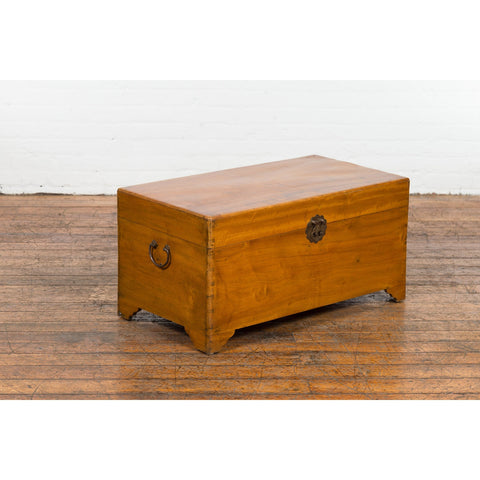 Chinese Vintage Camphor Wood Blanket Chest with Brass Hardware-13. Asian & Chinese Furniture, Art, Antiques, Vintage Home Décor for sale at FEA Home