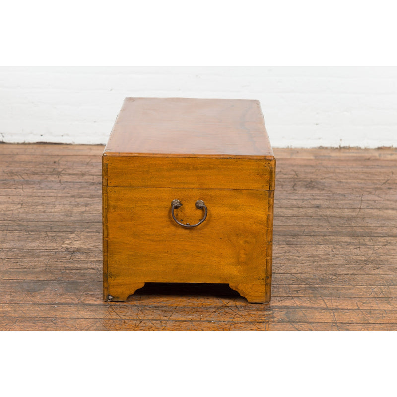 Chinese Vintage Camphor Wood Blanket Chest with Brass Hardware-14. Asian & Chinese Furniture, Art, Antiques, Vintage Home Décor for sale at FEA Home