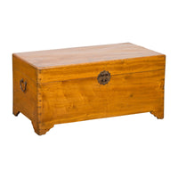 Chinese Vintage Camphor Wood Blanket Chest with Brass Hardware