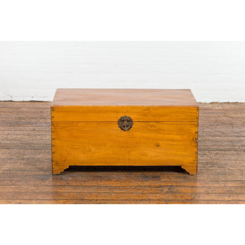 Chinese Vintage Camphor Wood Blanket Chest with Brass Hardware-2. Asian & Chinese Furniture, Art, Antiques, Vintage Home Décor for sale at FEA Home