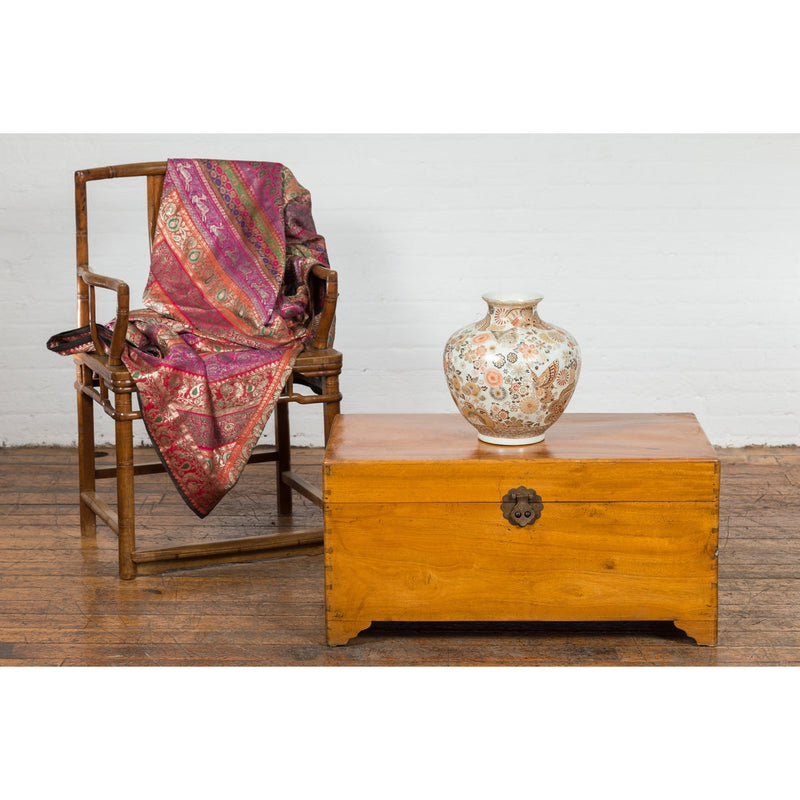 Chinese Vintage Camphor Wood Blanket Chest with Brass Hardware-4. Asian & Chinese Furniture, Art, Antiques, Vintage Home Décor for sale at FEA Home