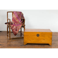 Chinese Vintage Camphor Wood Blanket Chest with Brass Hardware