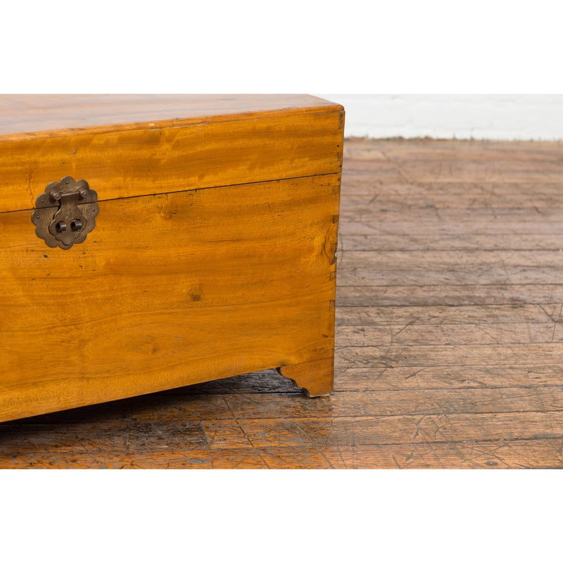 Chinese Vintage Camphor Wood Blanket Chest with Brass Hardware-9. Asian & Chinese Furniture, Art, Antiques, Vintage Home Décor for sale at FEA Home