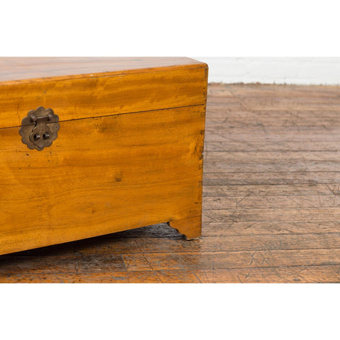 Chinese Vintage Camphor Wood Blanket Chest with Brass Hardware-9. Asian & Chinese Furniture, Art, Antiques, Vintage Home Décor for sale at FEA Home