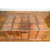 Light Brown Antique Storage Chest with Internal Compartment