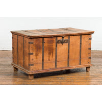 Light Brown Antique Storage Chest with Internal Compartment