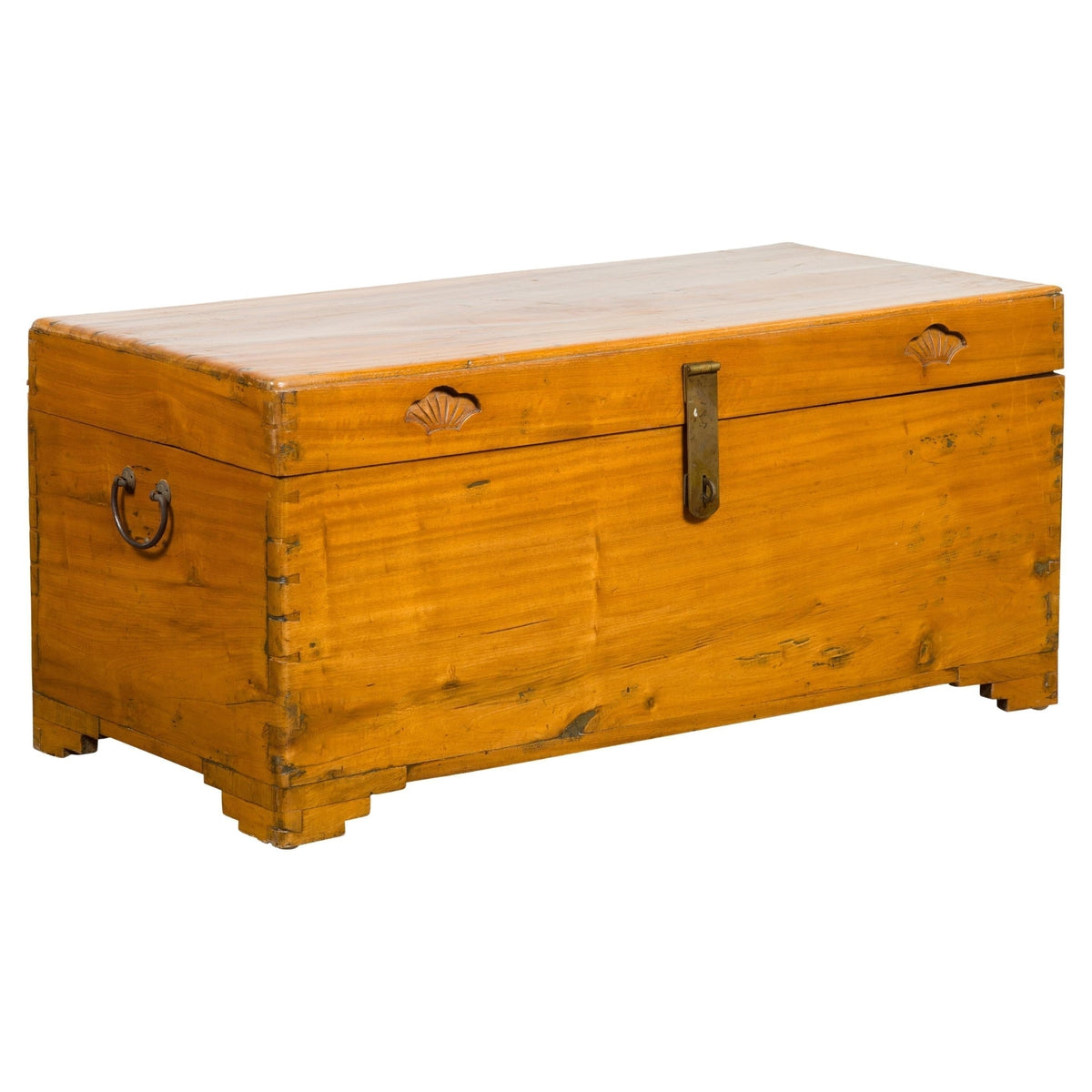 Vintage Chest with Carved Seashells on Lid-1. Asian & Chinese Furniture, Art, Antiques, Vintage Home Décor for sale at FEA Home