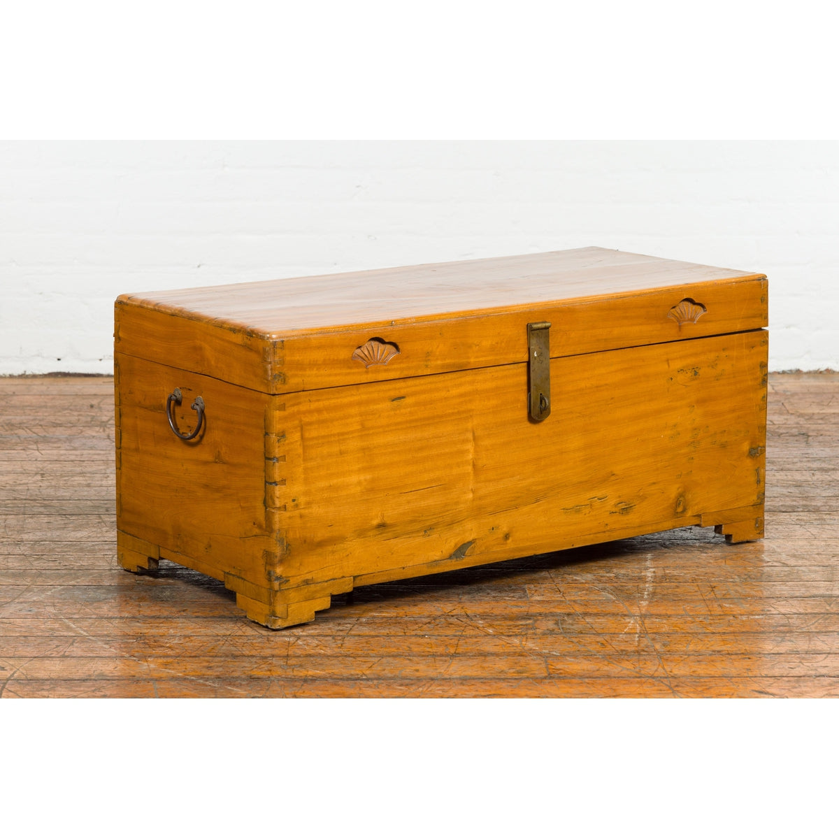 Vintage Chest with Carved Seashells on Lid-2. Asian & Chinese Furniture, Art, Antiques, Vintage Home Décor for sale at FEA Home