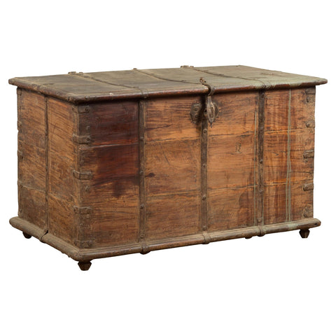 19th Century Blanket Chest with Brass Hardware and Rustic Character-YN7665-1-Unique Furniture-Art-Antiques-Home Décor in NY