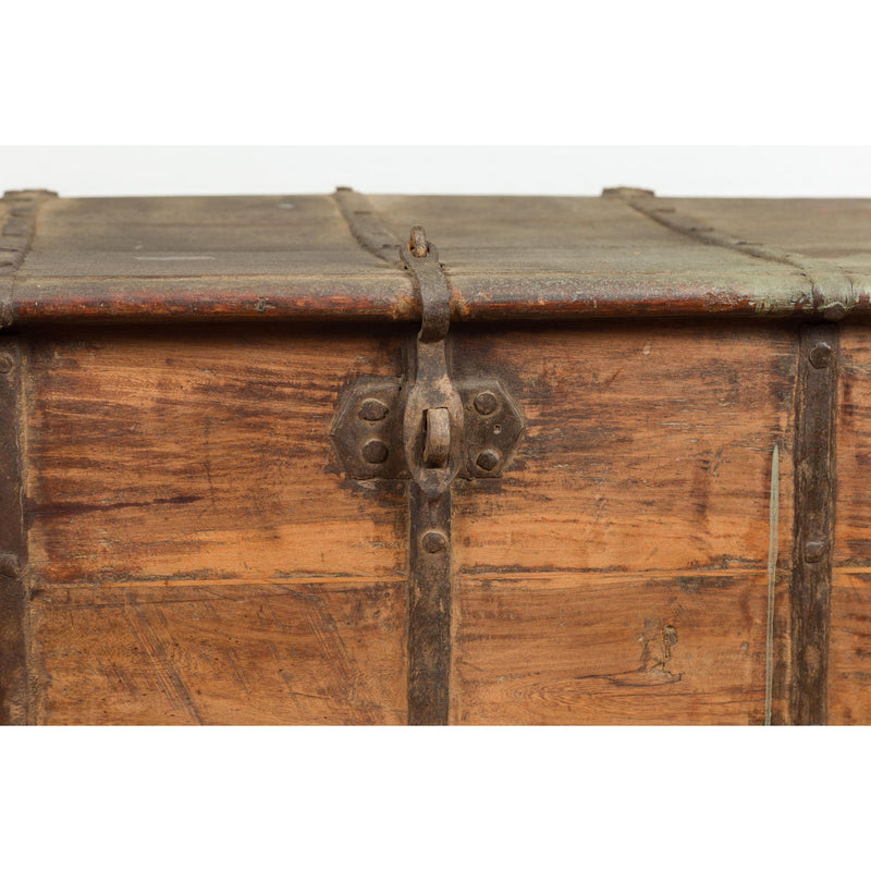 19th Century Blanket Chest with Brass Hardware and Rustic Character-YN7665-9. Asian & Chinese Furniture, Art, Antiques, Vintage Home Décor for sale at FEA Home