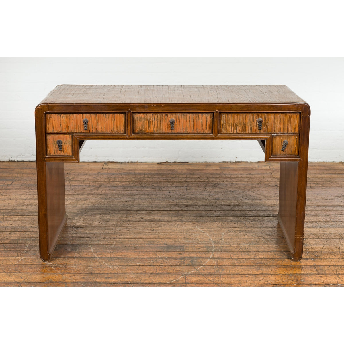 Waterfall Style Vintage Desk with Unique Drawer Design-2. Asian & Chinese Furniture, Art, Antiques, Vintage Home Décor for sale at FEA Home