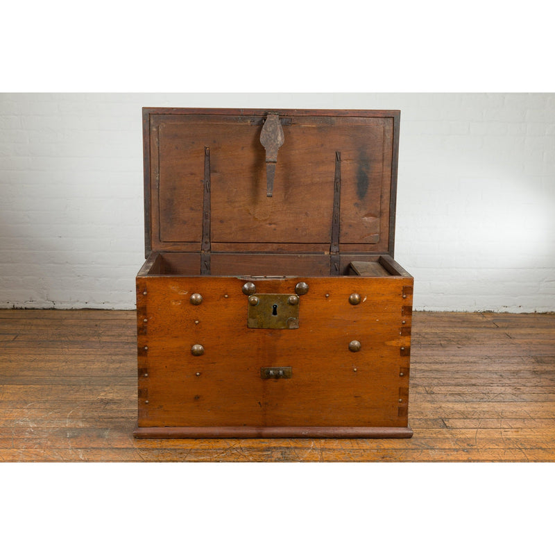 Indonesian Vintage Chest with Unique Latch & Side Handles-YN7671-11. Asian & Chinese Furniture, Art, Antiques, Vintage Home Décor for sale at FEA Home