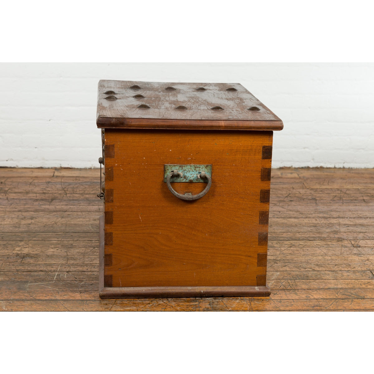 Indonesian Vintage Chest with Unique Latch &amp; Side Handles-16. Asian &amp; Chinese Furniture, Art, Antiques, Vintage Home Décor for sale at FEA Home