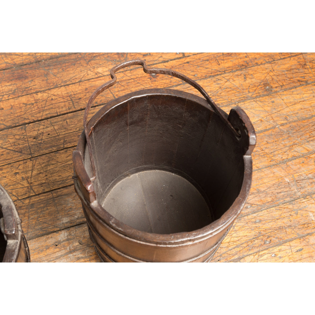 19th Century Chinese Wooden Well Buckets with Dark Brown Lacquer, Sold Each-11. Asian &amp; Chinese Furniture, Art, Antiques, Vintage Home Décor for sale at FEA Home
