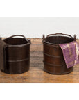 19th Century Chinese Wooden Well Buckets with Dark Brown Lacquer, Sold Each-3. Asian & Chinese Furniture, Art, Antiques, Vintage Home Décor for sale at FEA Home