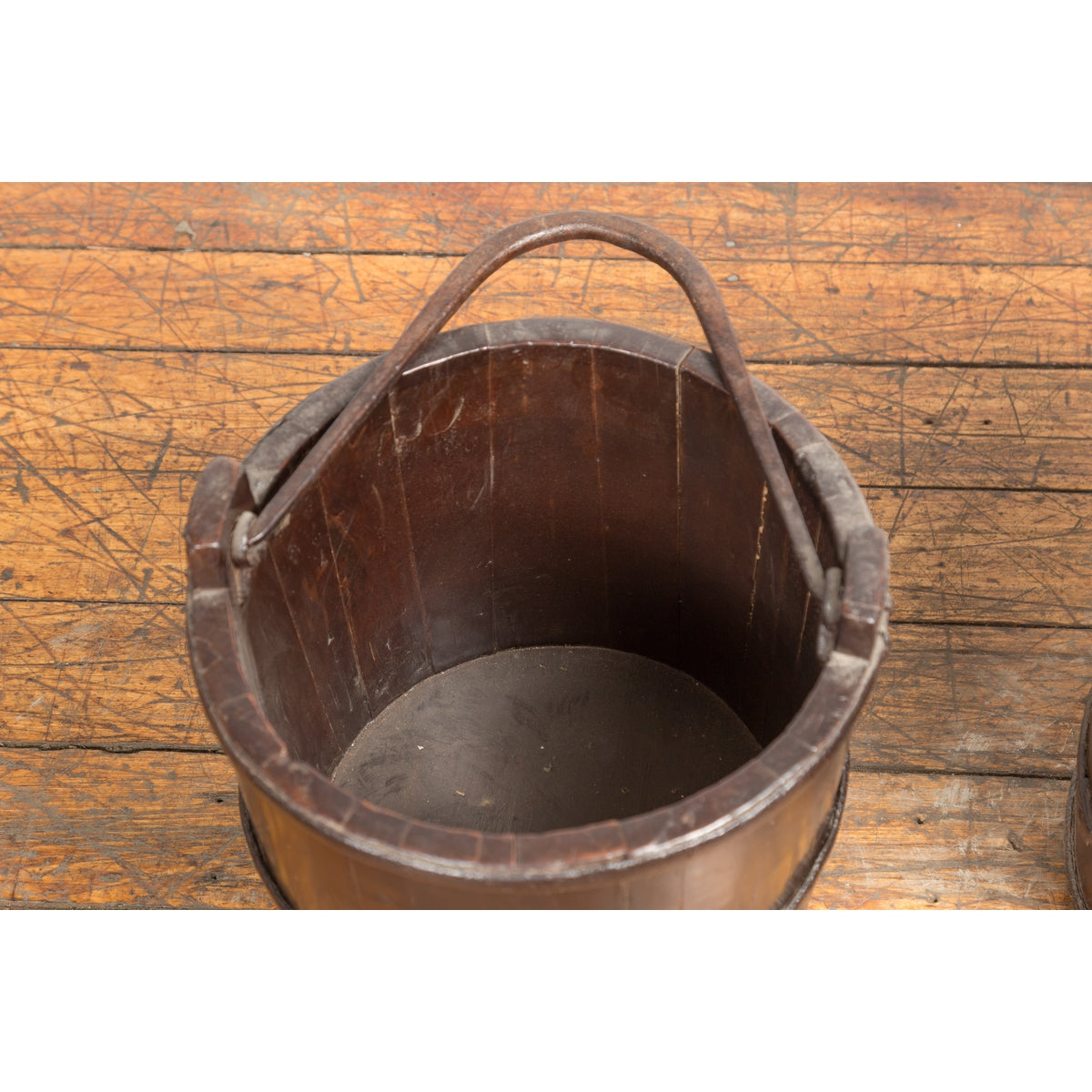 19th Century Chinese Wooden Well Buckets with Dark Brown Lacquer, Sold Each-5. Asian &amp; Chinese Furniture, Art, Antiques, Vintage Home Décor for sale at FEA Home