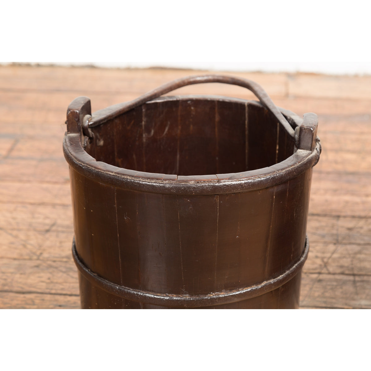 19th Century Chinese Wooden Well Buckets with Dark Brown Lacquer, Sold Each-7. Asian &amp; Chinese Furniture, Art, Antiques, Vintage Home Décor for sale at FEA Home