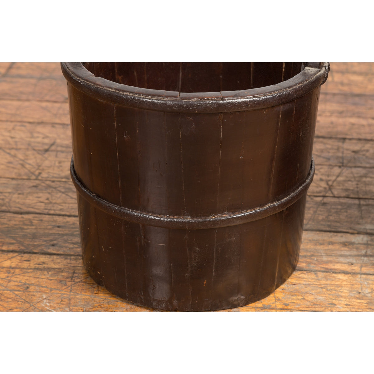 19th Century Chinese Wooden Well Buckets with Dark Brown Lacquer, Sold Each-8. Asian &amp; Chinese Furniture, Art, Antiques, Vintage Home Décor for sale at FEA Home