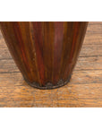 Antique Thai Two Toned Wooden Drum with Leather Top and Butterfly Motifs-11. Asian & Chinese Furniture, Art, Antiques, Vintage Home Décor for sale at FEA Home