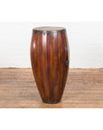 Antique Thai Two Toned Wooden Drum with Leather Top and Butterfly Motifs-13. Asian & Chinese Furniture, Art, Antiques, Vintage Home Décor for sale at FEA Home