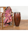Antique Thai Two Toned Wooden Drum with Leather Top and Butterfly Motifs-2. Asian & Chinese Furniture, Art, Antiques, Vintage Home Décor for sale at FEA Home