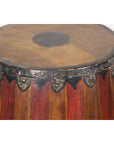 Antique Thai Two Toned Wooden Drum with Leather Top and Butterfly Motifs-7. Asian & Chinese Furniture, Art, Antiques, Vintage Home Décor for sale at FEA Home