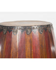 Antique Thai Two Toned Wooden Drum with Leather Top and Butterfly Motifs-8. Asian & Chinese Furniture, Art, Antiques, Vintage Home Décor for sale at FEA Home
