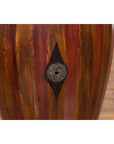 Antique Thai Two Toned Wooden Drum with Leather Top and Butterfly Motifs-9. Asian & Chinese Furniture, Art, Antiques, Vintage Home Décor for sale at FEA Home