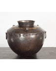 Antique Indian 19th Century Iron Lidded Water Vessel with Brass Accents-11. Asian & Chinese Furniture, Art, Antiques, Vintage Home Décor for sale at FEA Home